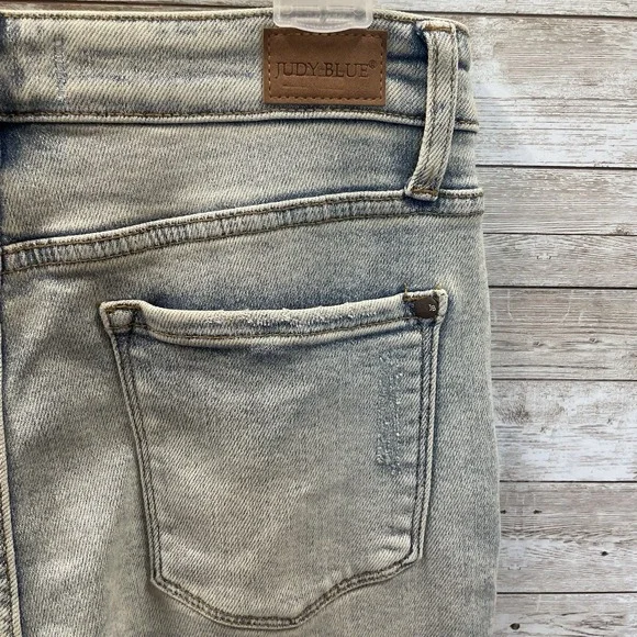 Judy Blue‎ Womens 9/29 Jeans The Bees Knees Straight Fit High Waist Inseam Slit - Picture 11 of 11